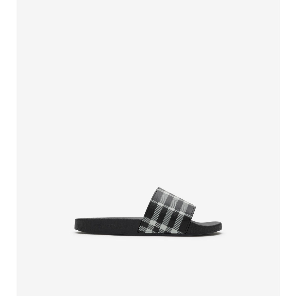 Burberry Furley Check Slide Sandal In Black/calico