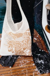 Shot of Small EKD Crochet Bag in colour White/Sand