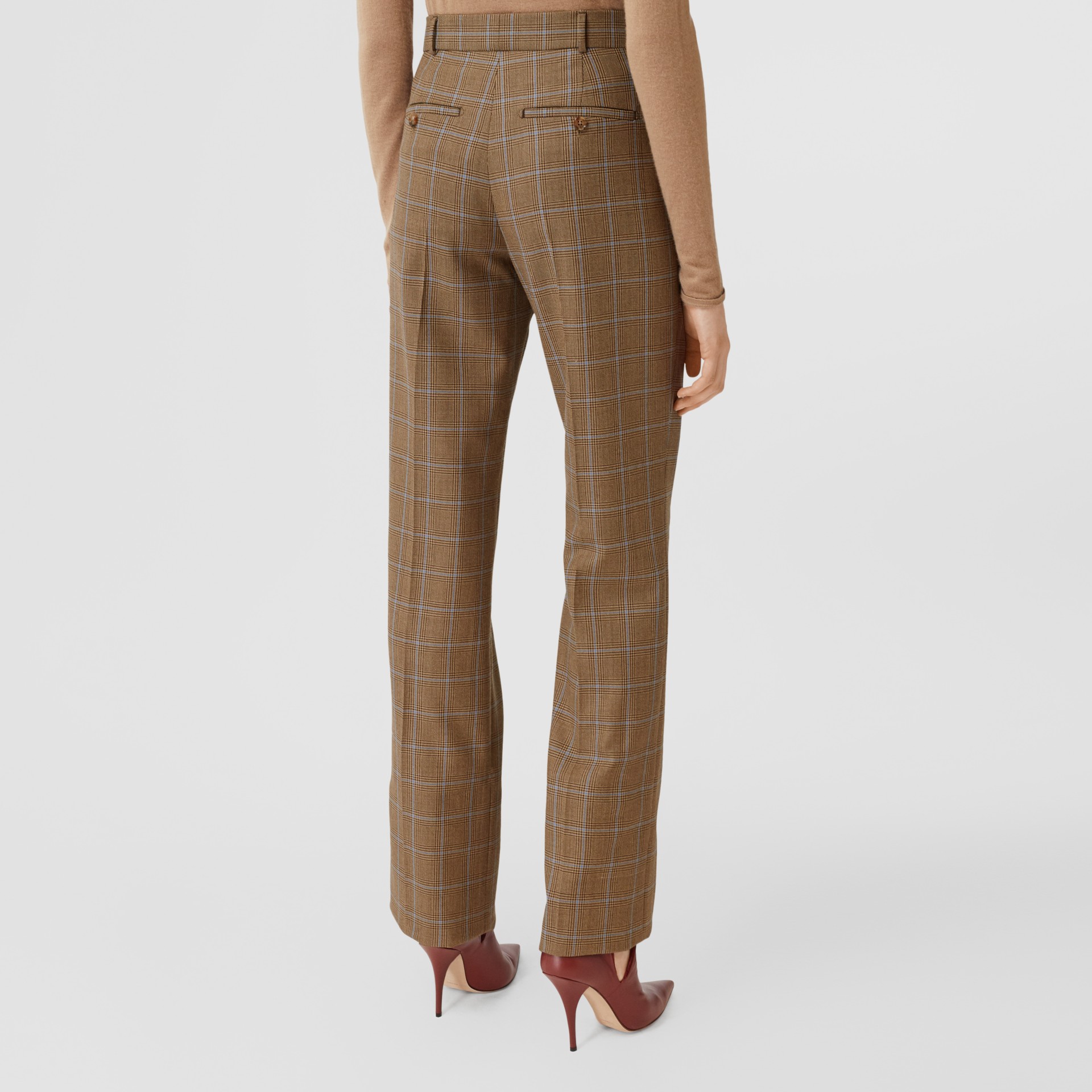 Elegante Hose Aus Wolle Mit Prince Of Wales Check Muster Birkenfarben Damen Burberry