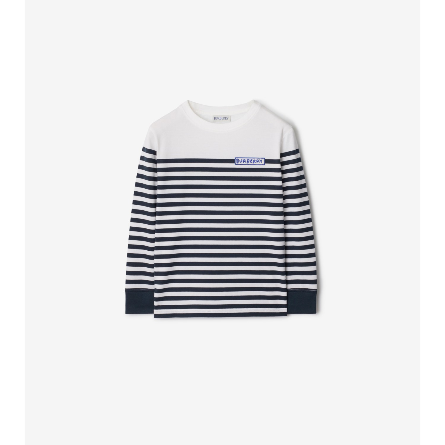 Long-sleeve Logo Stripe​ Cotton Top