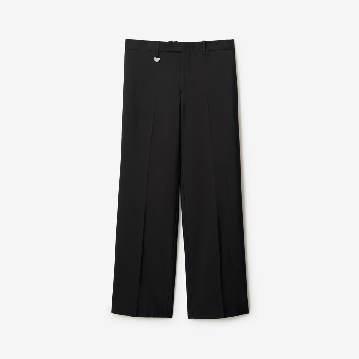 Burberry Wool Silk Tailored Trousers In Black