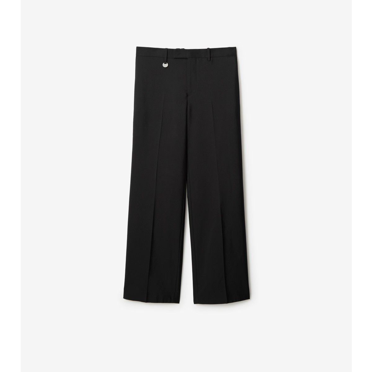 Burberry Suit Pants In Navy Blue Wool. Straight-leg Cut. Zippered Closure And Belt Clip. In Black