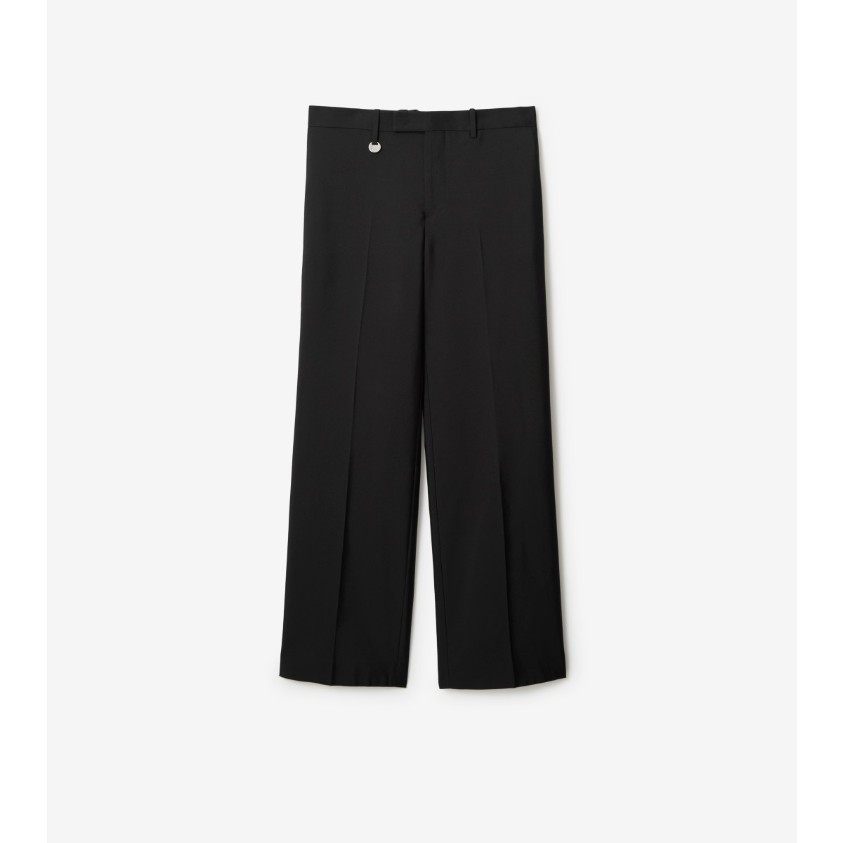 Burberry Wool Silk Tailored Trousers In Black