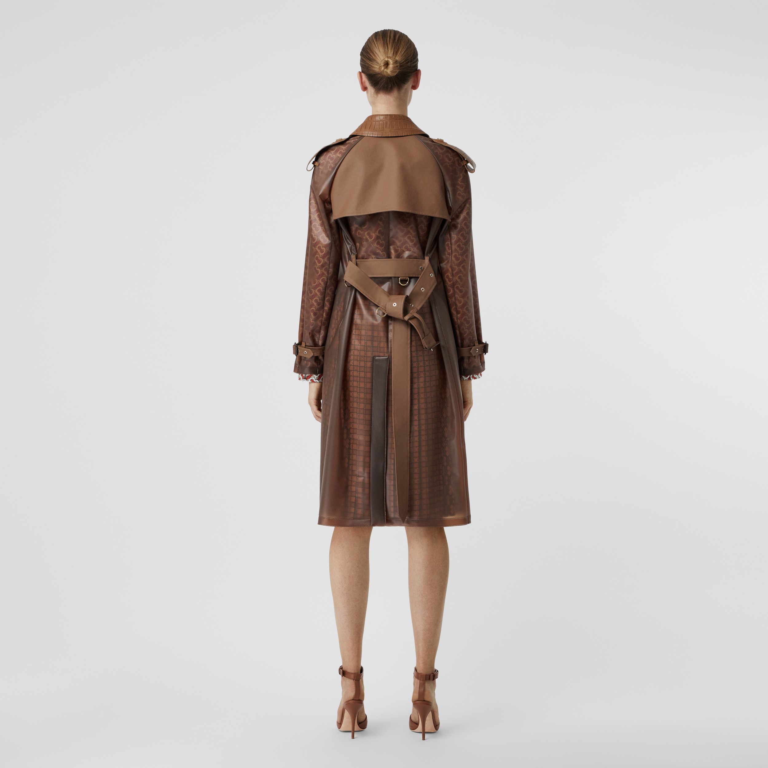 Leather Detail Showerproof Trench Coat in Flaxseed - Women | Burberry ...