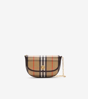 Burberry ミニ ハイランド チェーン クロスボディバッグ (サンドベージュ) - ウィメンズ, コットン, リネン | Burberry®公式サイト