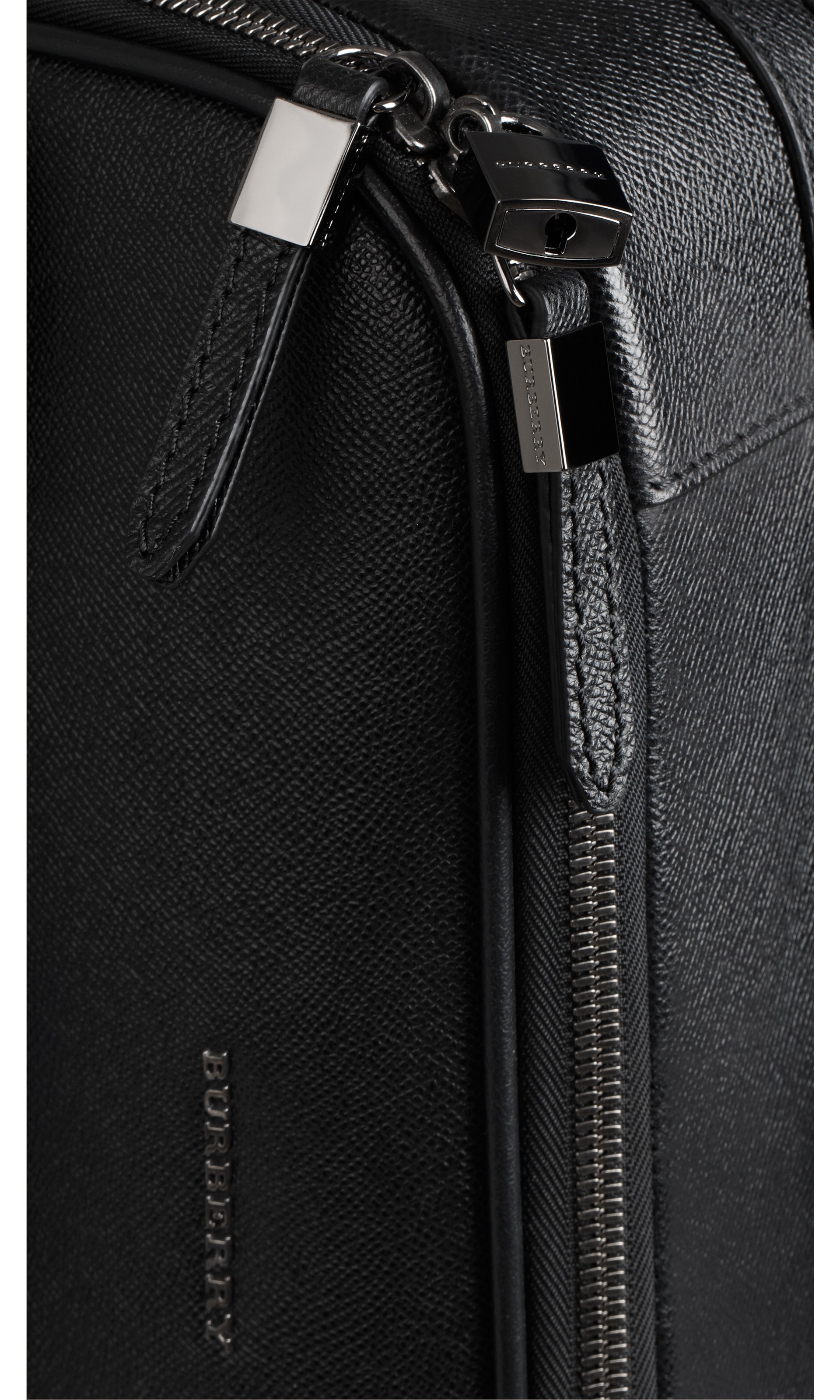 London Leather Four-Wheel Suitcase in Black - Men | Burberry United States