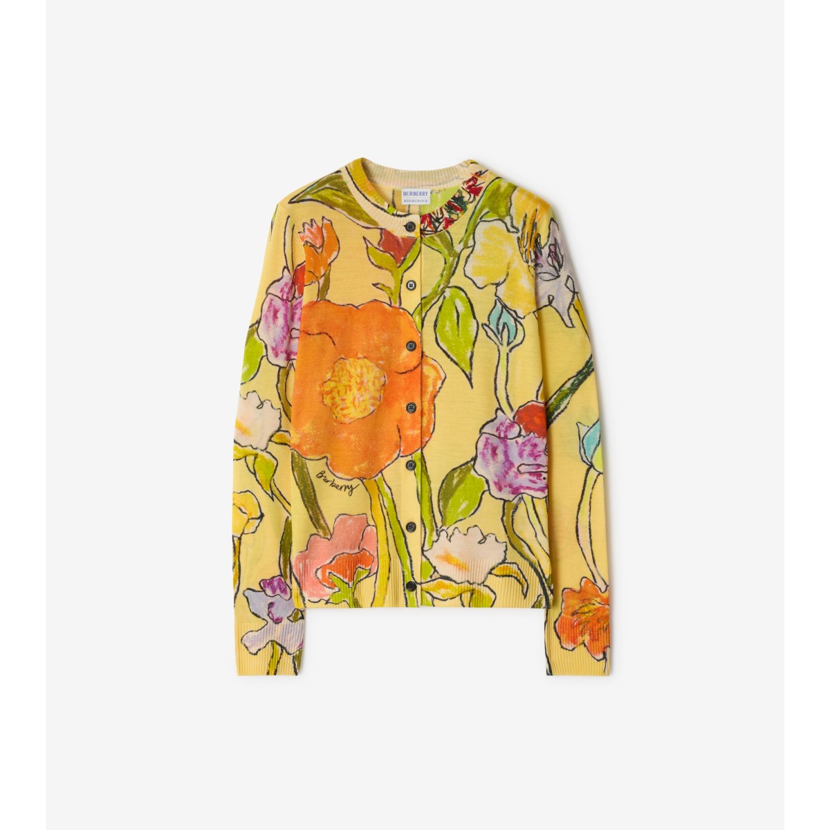 Burberry Highgrove Cascading Flowers Wool Cardigan
