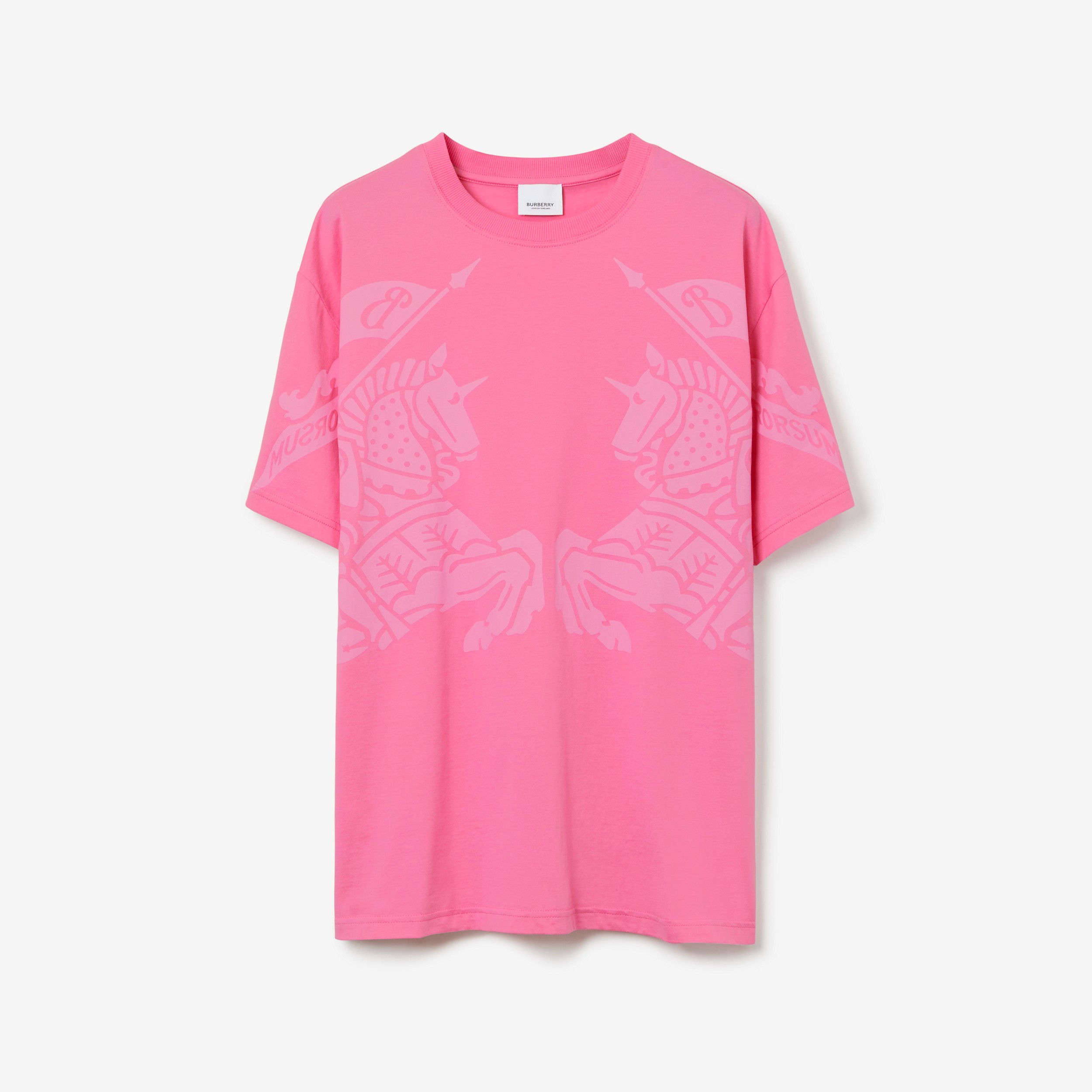 Camiseta oversize em algodão com estampa EKD (Rosa Chiclete) - Mulheres | Burberry® oficial - 1