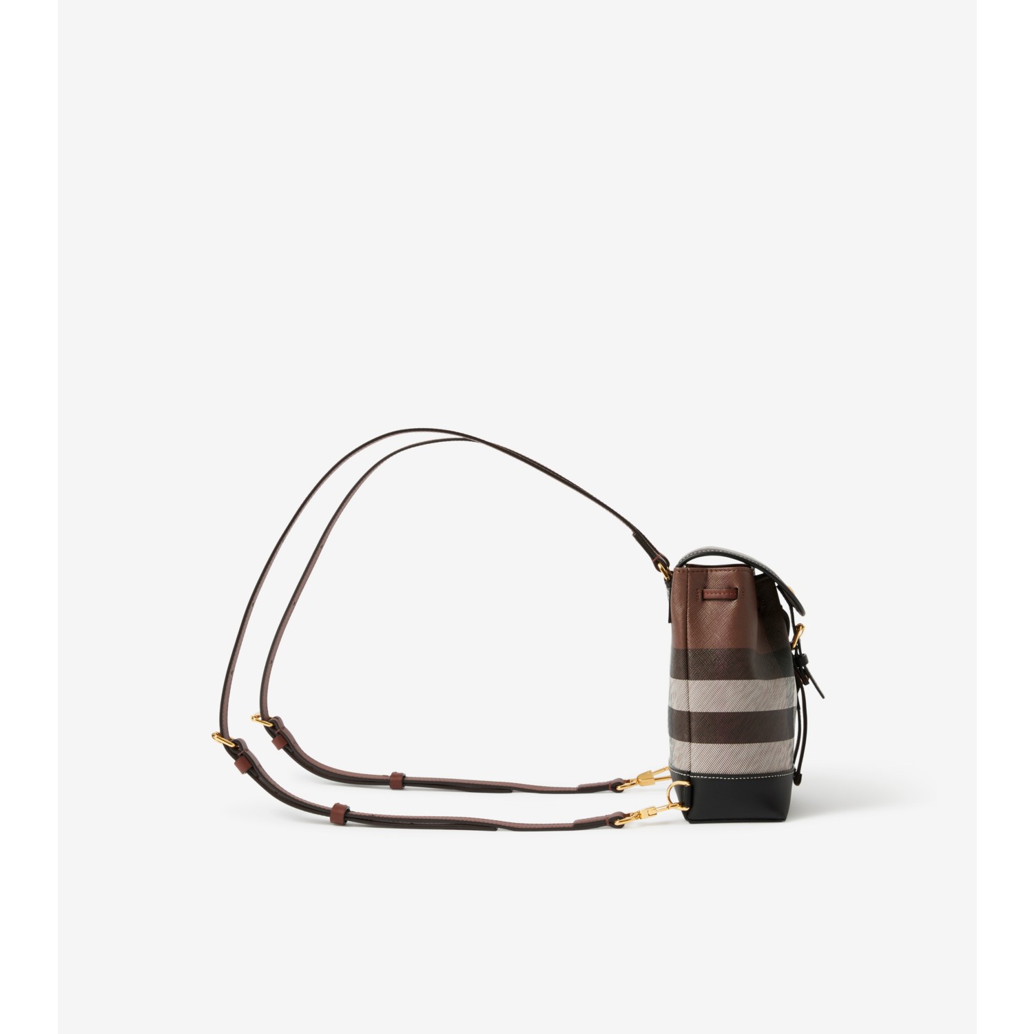 Check Micro Backpack in Dark Birch Brown Women Burberry Official