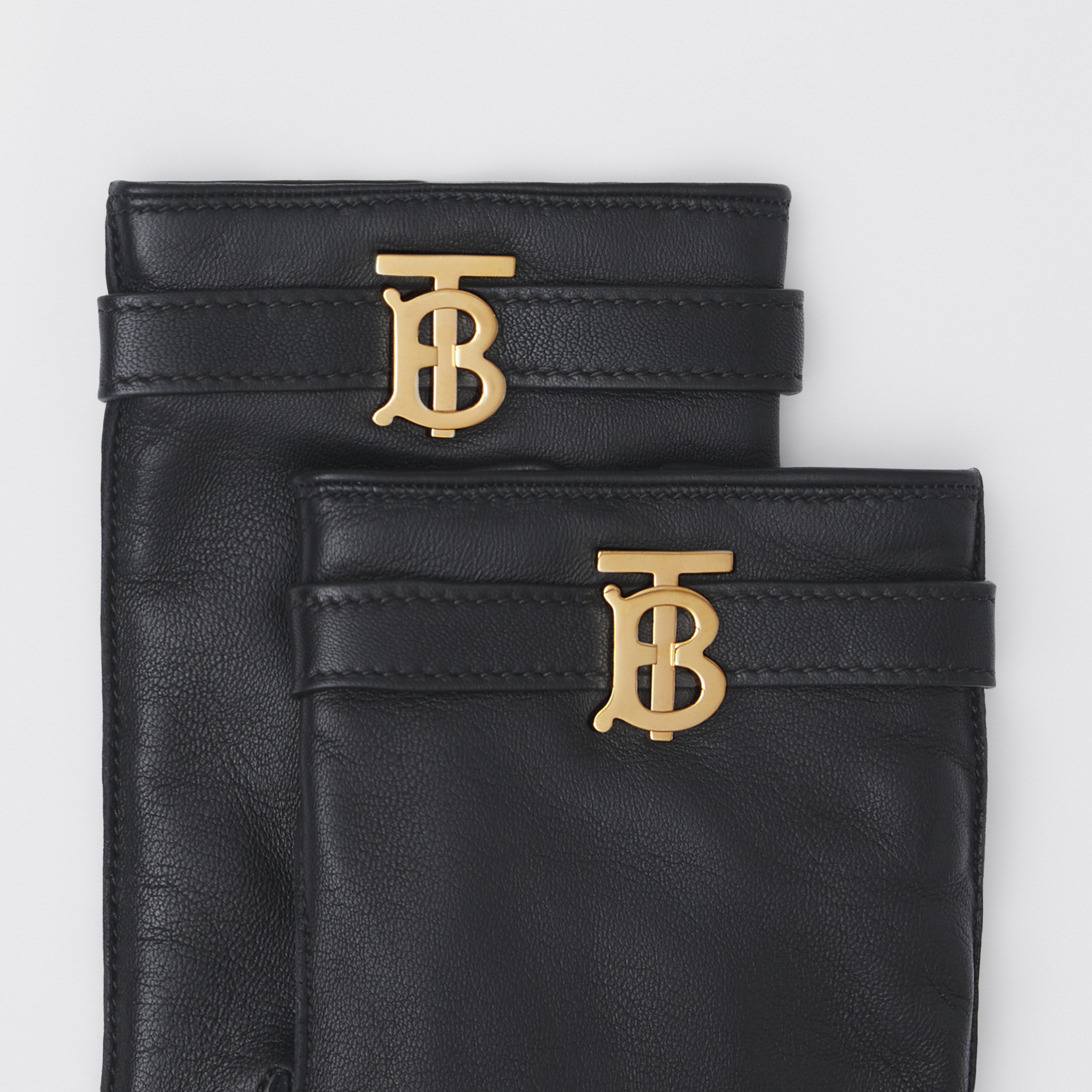 Cashmere-lined Monogram Motif Leather Gloves in Black - Women | Burberry® Official - 2