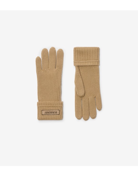 Logo Patch Wool Blend Gloves