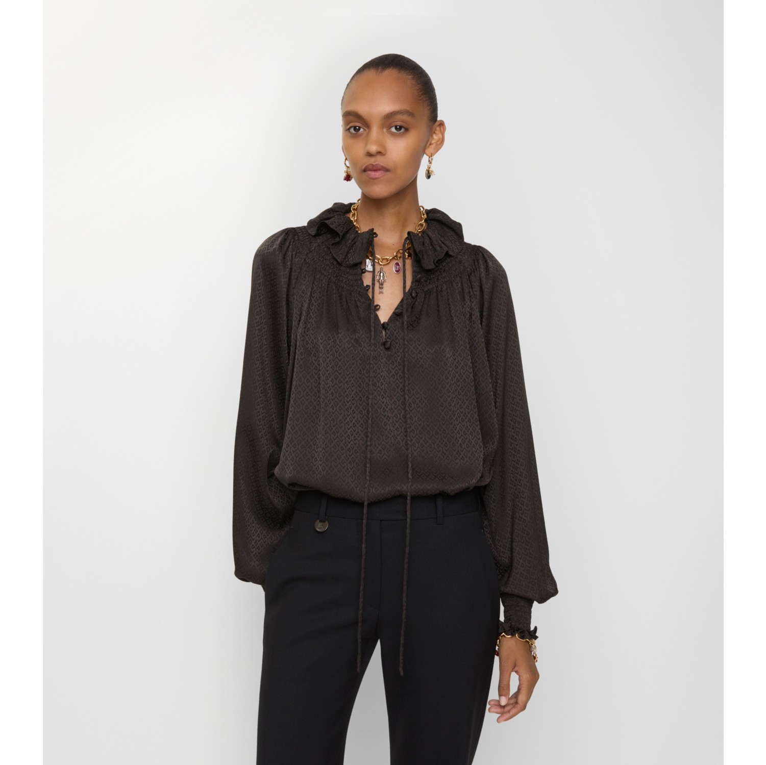 Geometric Silk Blouse