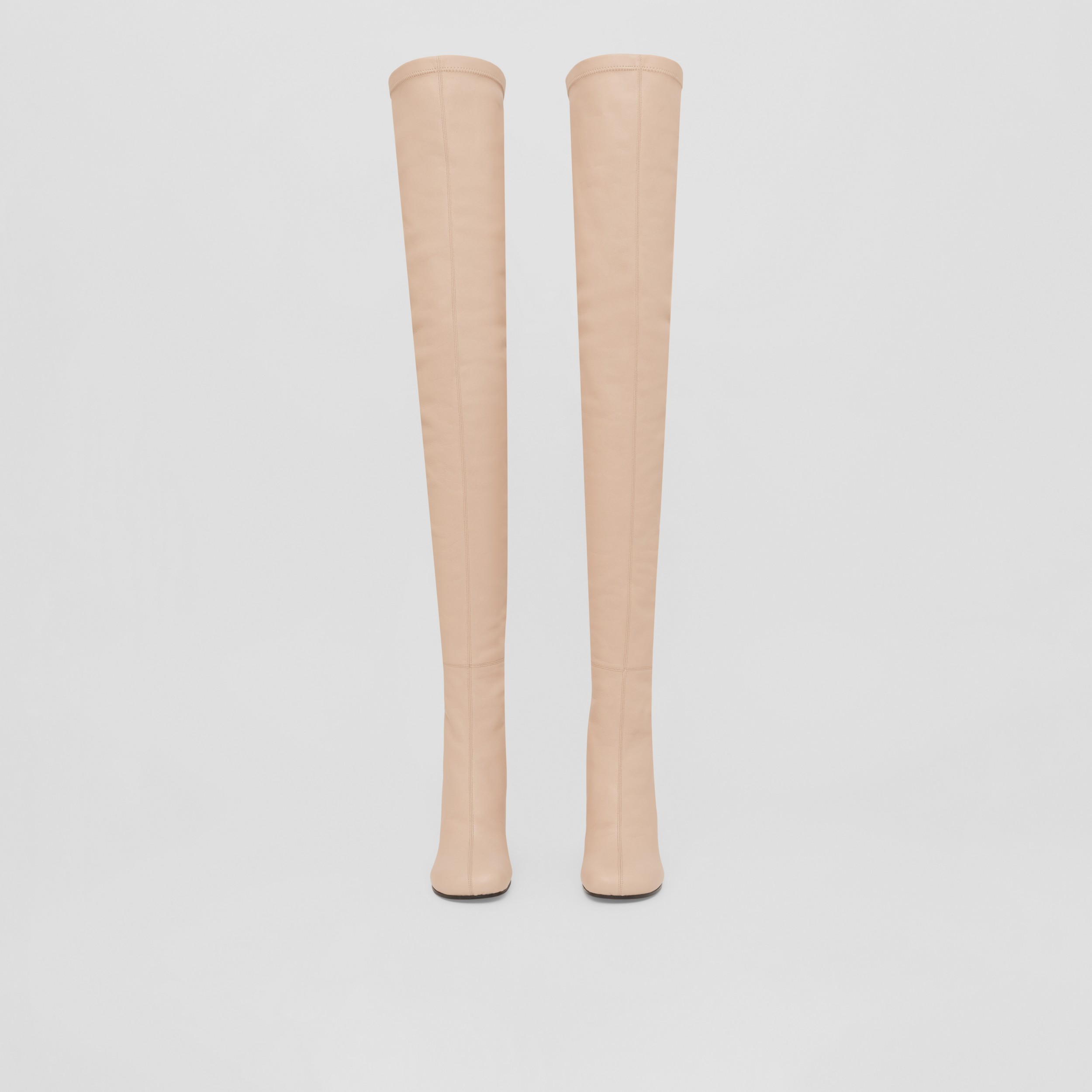 Overknee-Sockenstiefel aus Leder (Sanftes Rehbraun) | Burberry® - 4