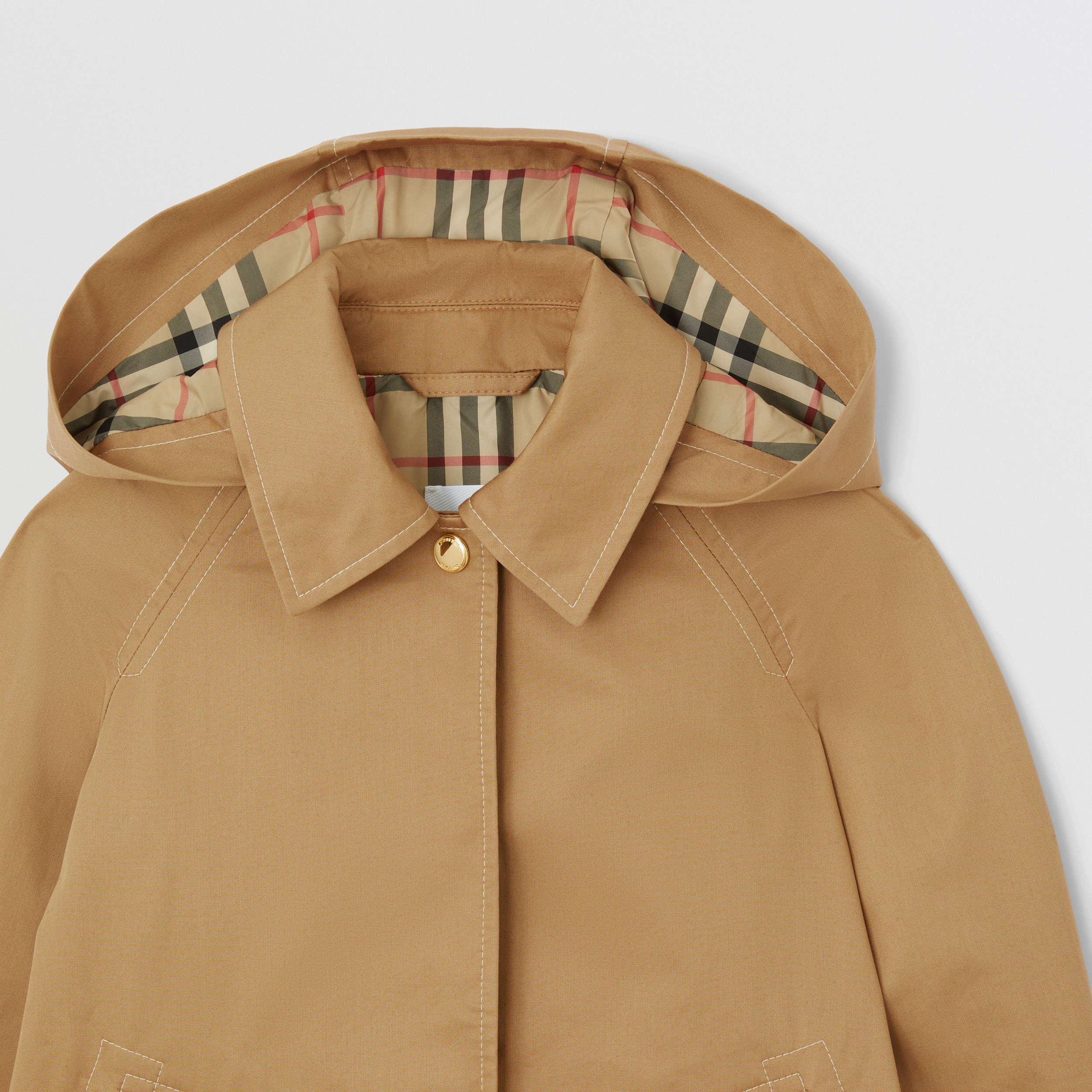 Detachable Hood Cotton Twill Car Coat in Archive Biege | Burberry® Official - 4