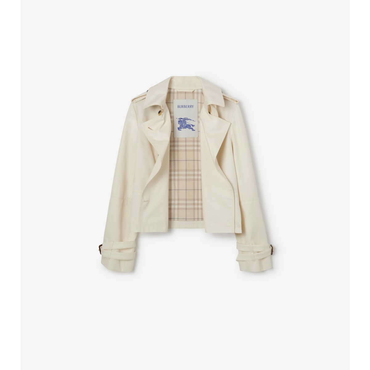  Check Cropped Tropical Gabardine Trench Jacket