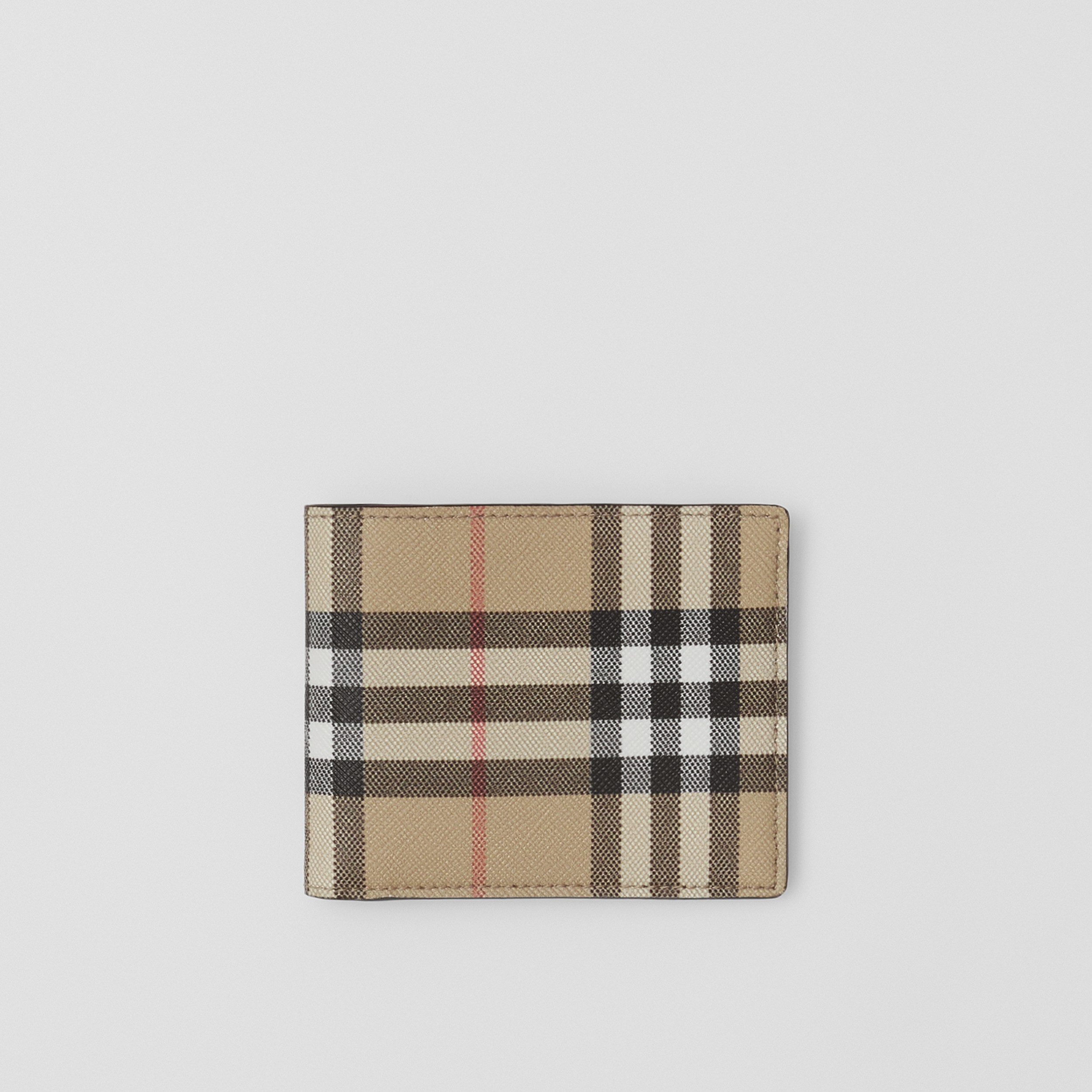 Vintage Check and Leather Slim Bifold Wallet in Archive Beige - Men | Burberry® Official - 1