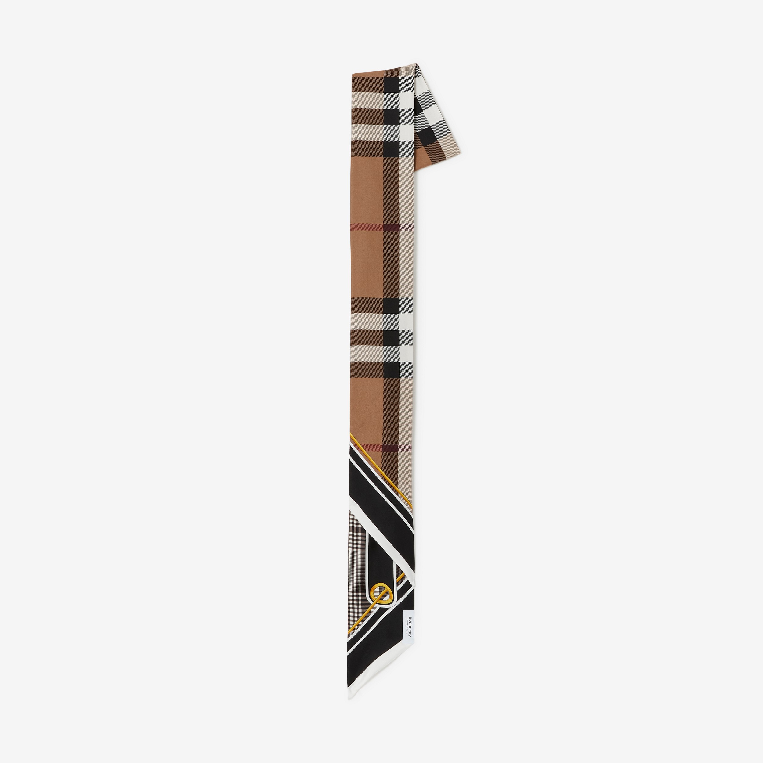 Sciarpa sottile in seta con motivi tartan stampati (Nero) | Sito ufficiale Burberry® - 2