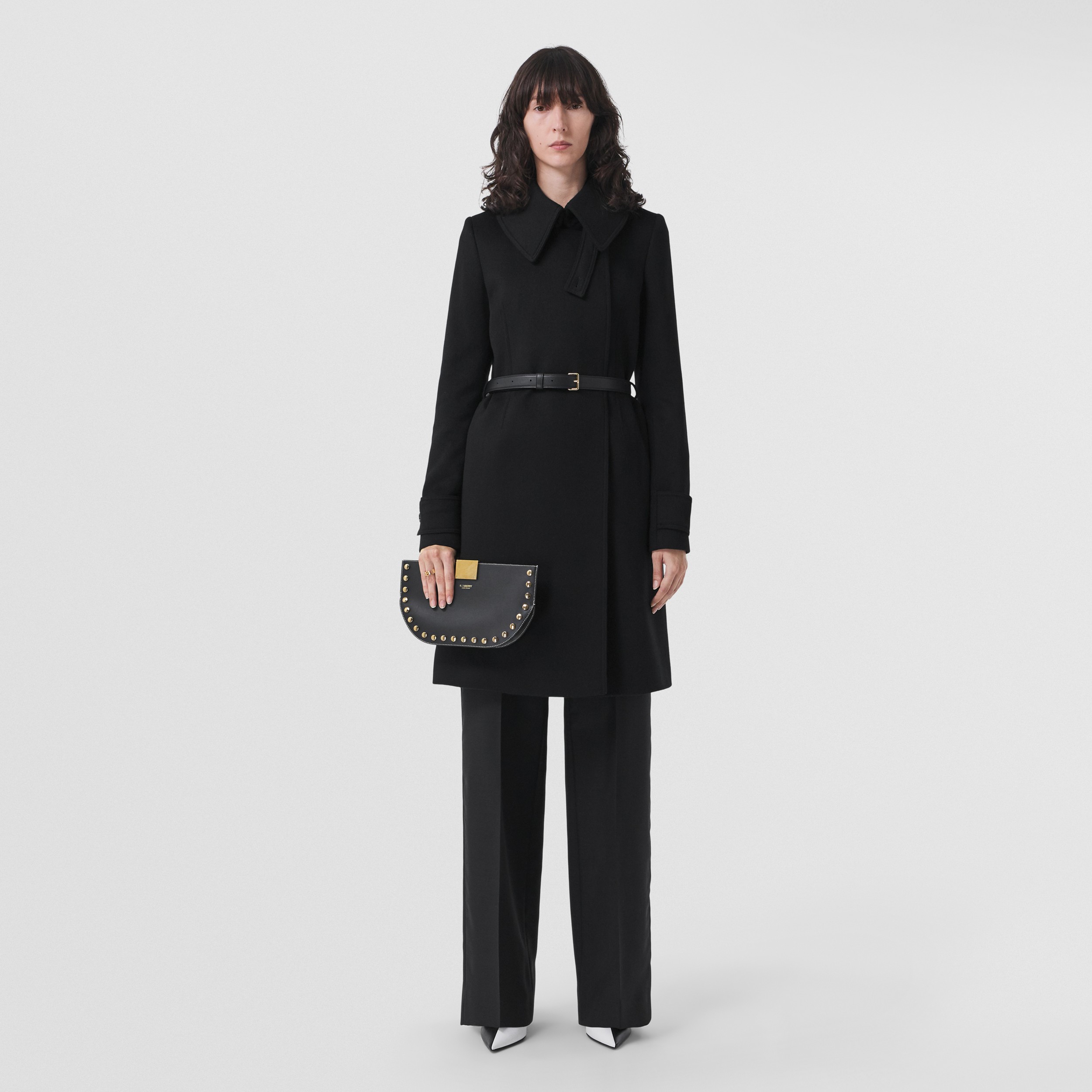Abrigo en cachemir reciclado con cinturón (Negro) - Mujer | Burberry® oficial - 1