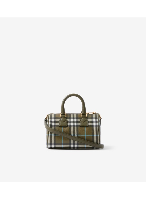 Burberry Mini Check Canvas & Leather Bowling Bag