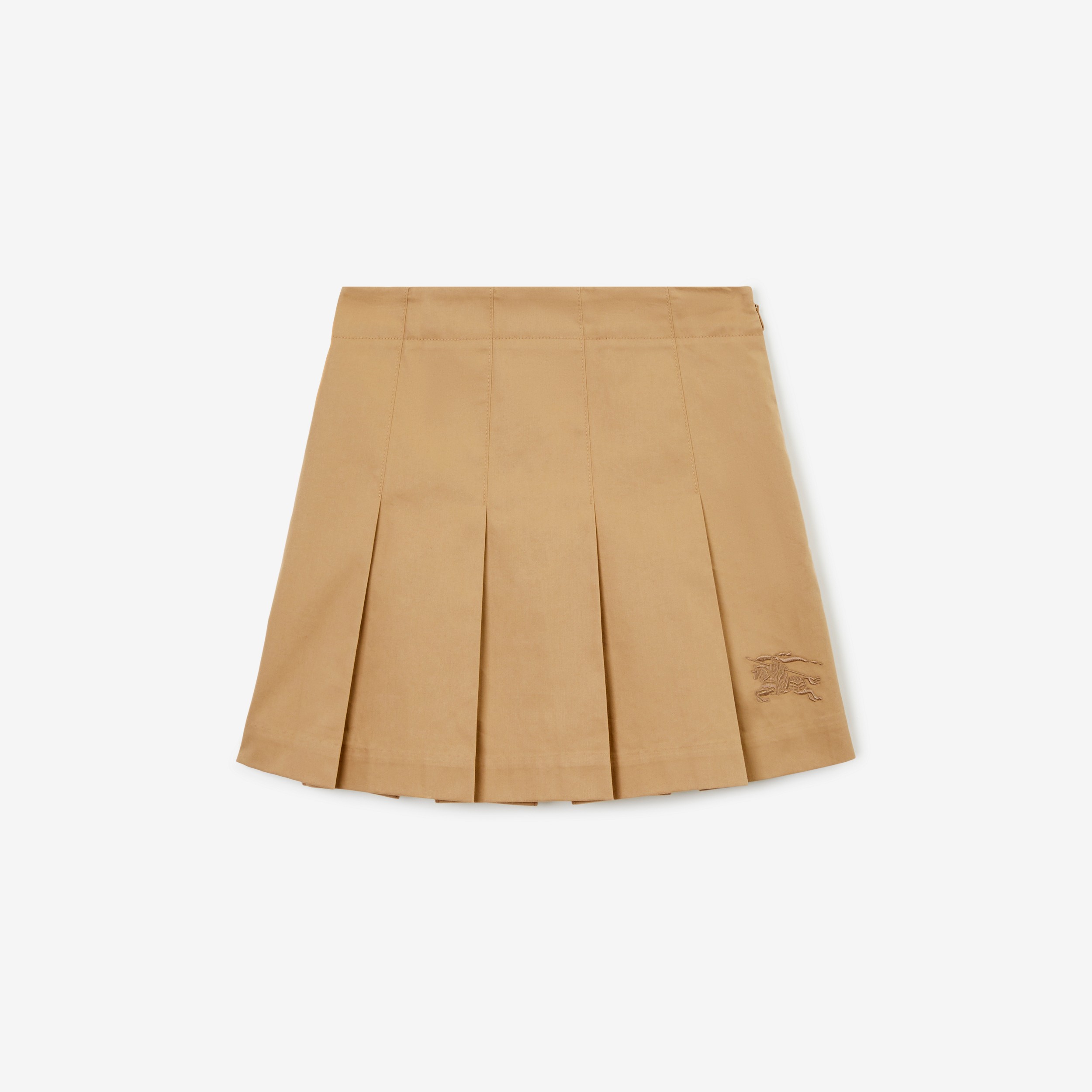 EKD Motif Cotton Twill Pleated Skirt in Archive Beige | Burberry® Official - 1