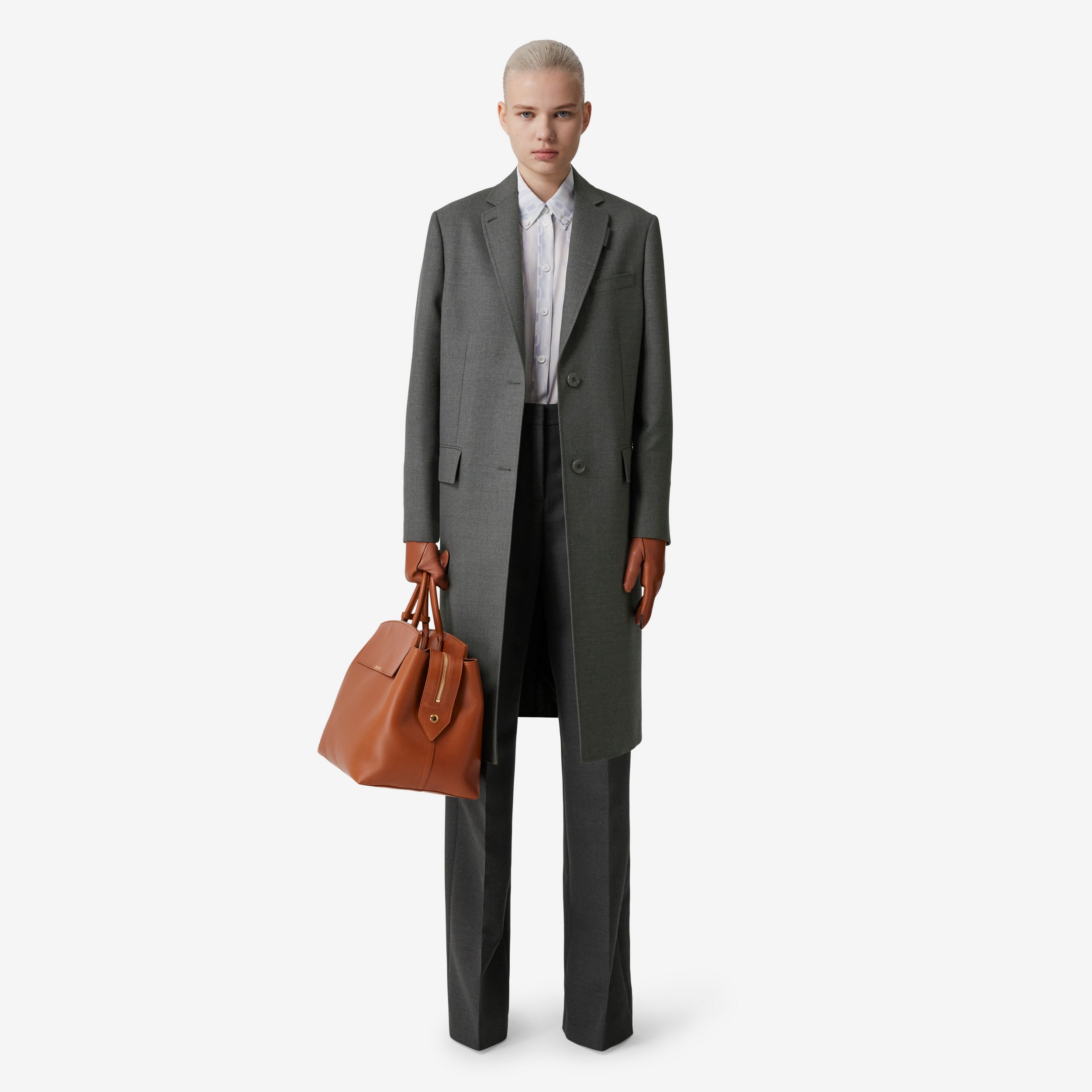 Wool Tailored Coat in Dark Grey Melange - Women | Burberry® Official - 2