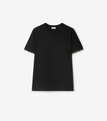 【関税&送料込】Burberry Black Cotton T-Shirt With Check Fin F2AEA425-EE8B-4013-9457-