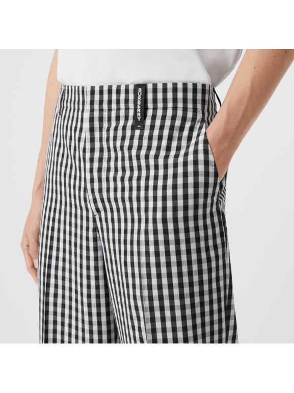 Elegante Hose aus technischer Wolle mit Vichy-Muster und ...