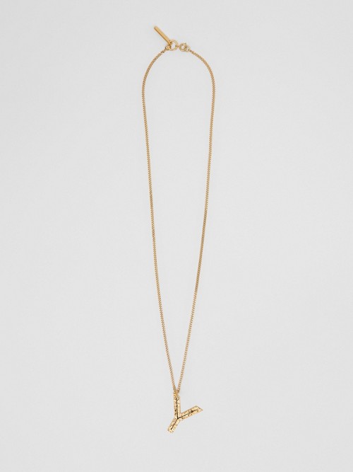 Burberry ‘y' Alphabet Charm Gold-plated Necklace In Light Gold