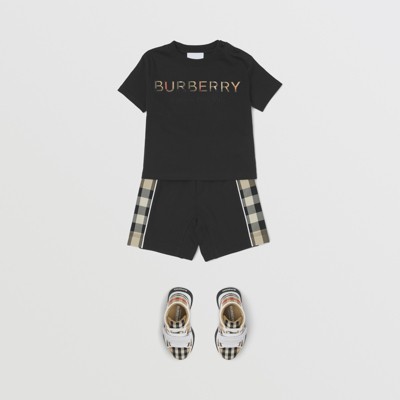 Embroidered Logo Cotton T-shirt in Black - Children | Burberry® Official