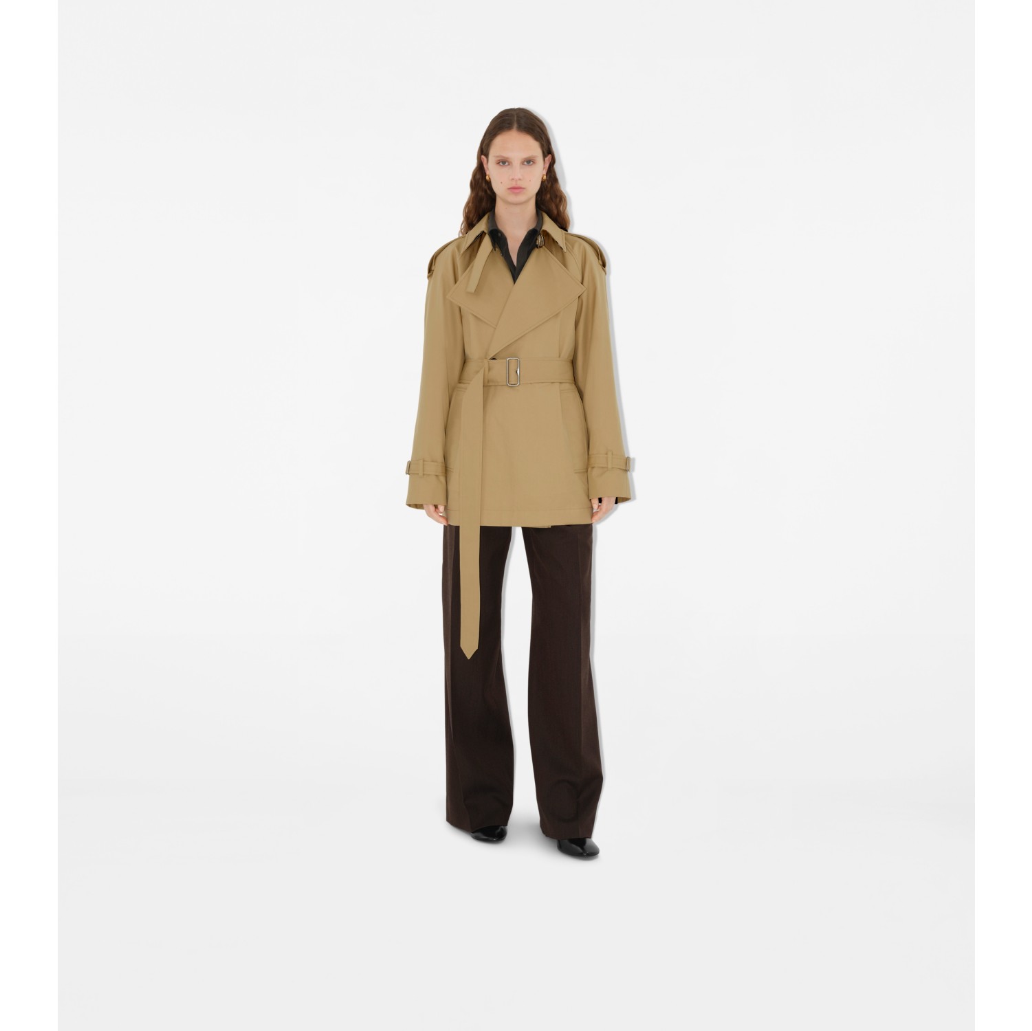 Gabardine Trench Jacket in Flax - Women, Cotton | Burberry® Official
