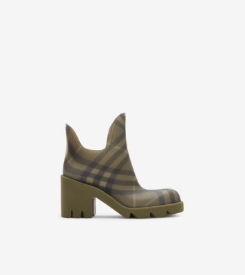 Check Rubber Marsh Heel Boots in Camp Women Burberry Official