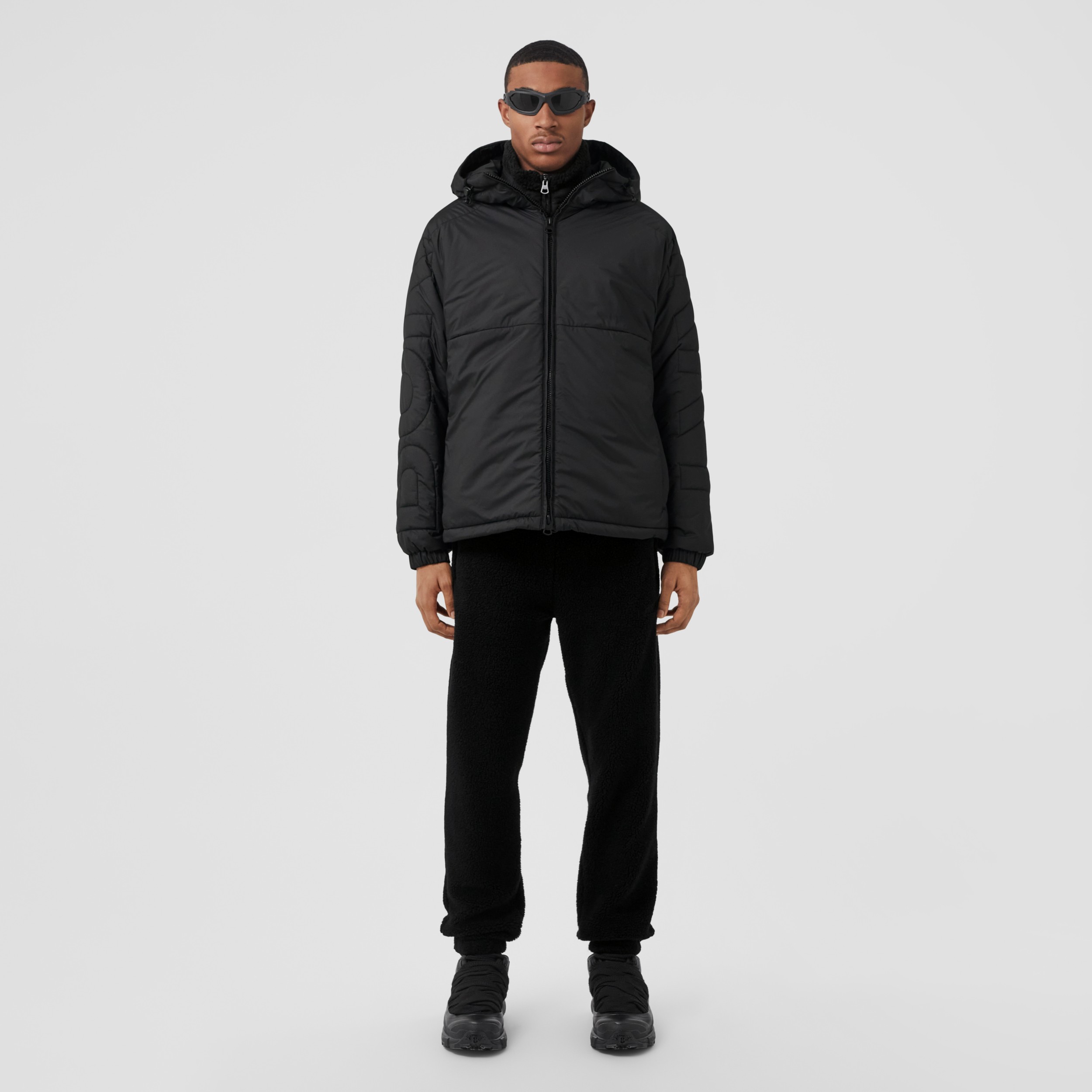 Logo Quilted Hooded Jacket in Black - Men | Burberry® Official - 4
