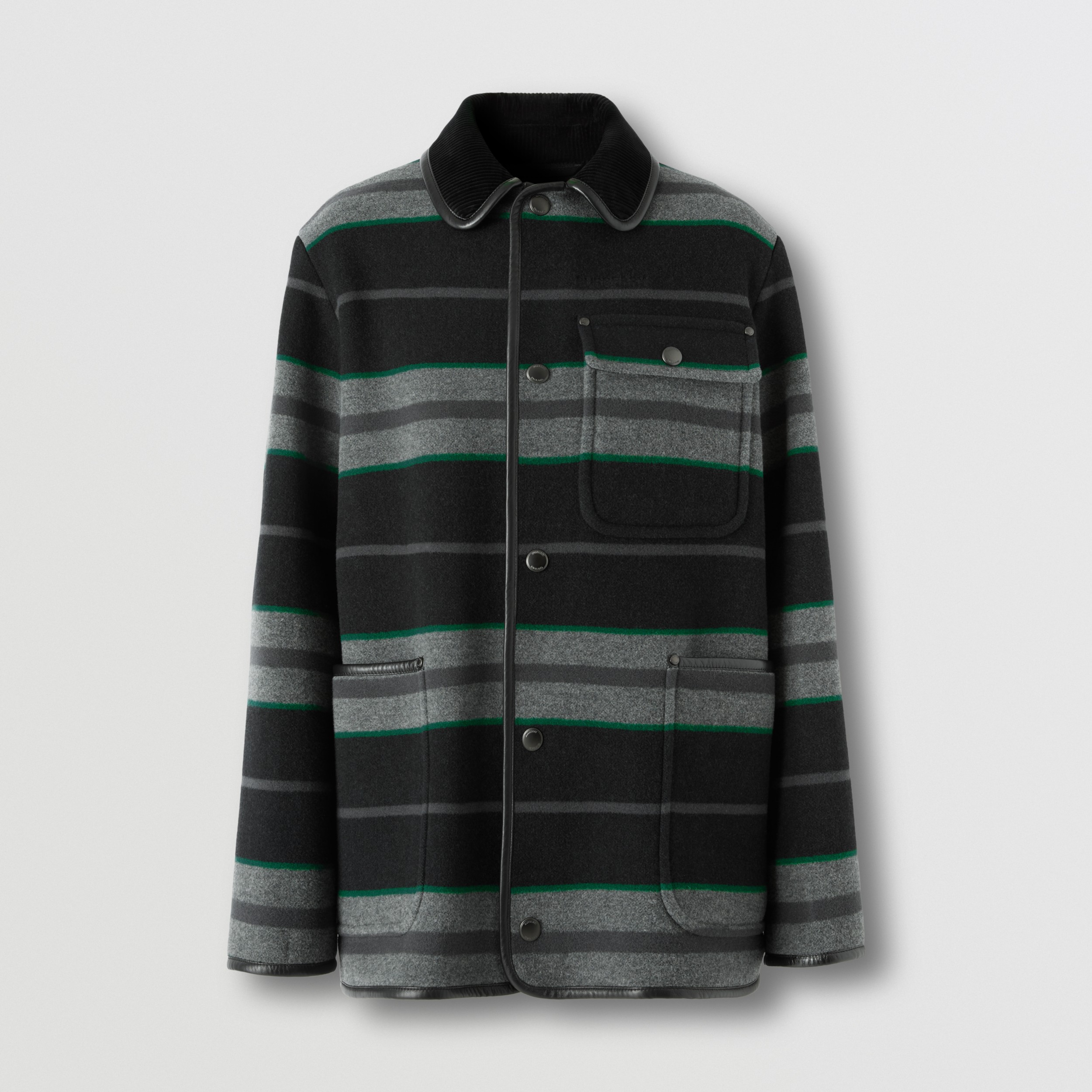 Jaqueta militar de lã com listras e logotipo bordado (Cinza Trovão Escuro) - Homens | Burberry® oficial - 4