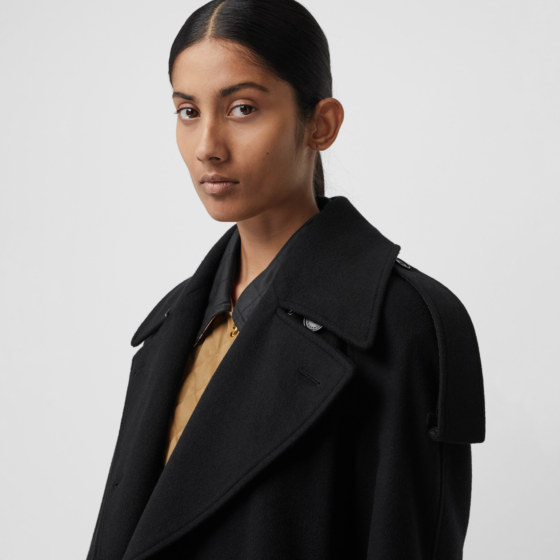 Wool Cashmere Double-breasted Coat in Black - Women | Burberry United ...