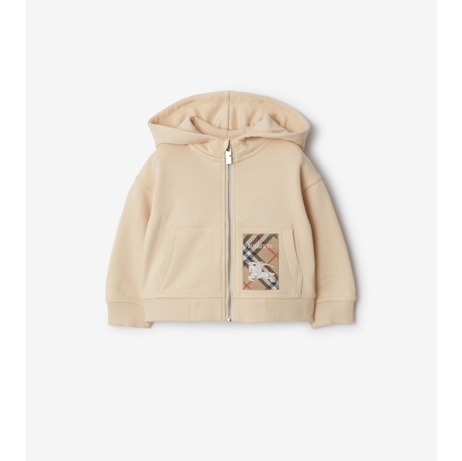 Check Label Cotton Zip Hoodie