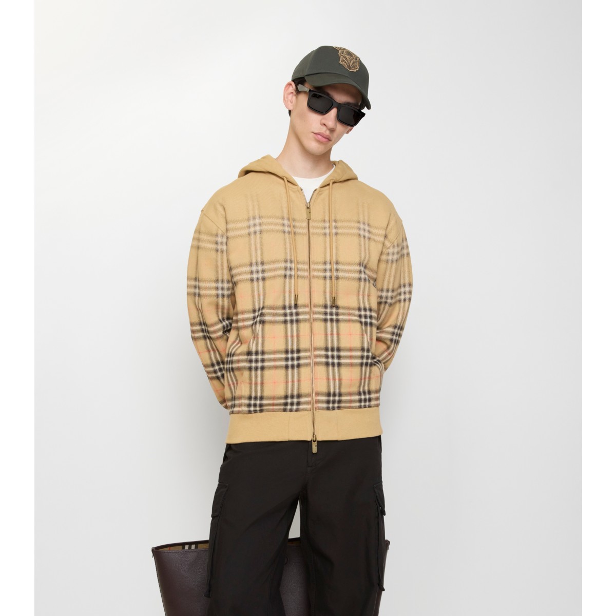  Check Gradient Cotton Zip Hoodie