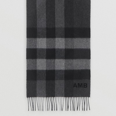 Check Cashmere Scarf in Charcoal | Burberry® Official