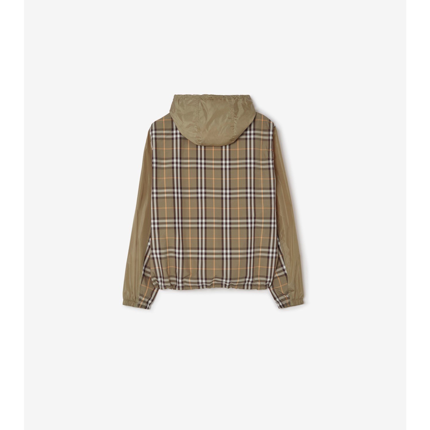Check Trim Nylon Newport Hooded Jacket in Finch brown - Men | Burberry® Official