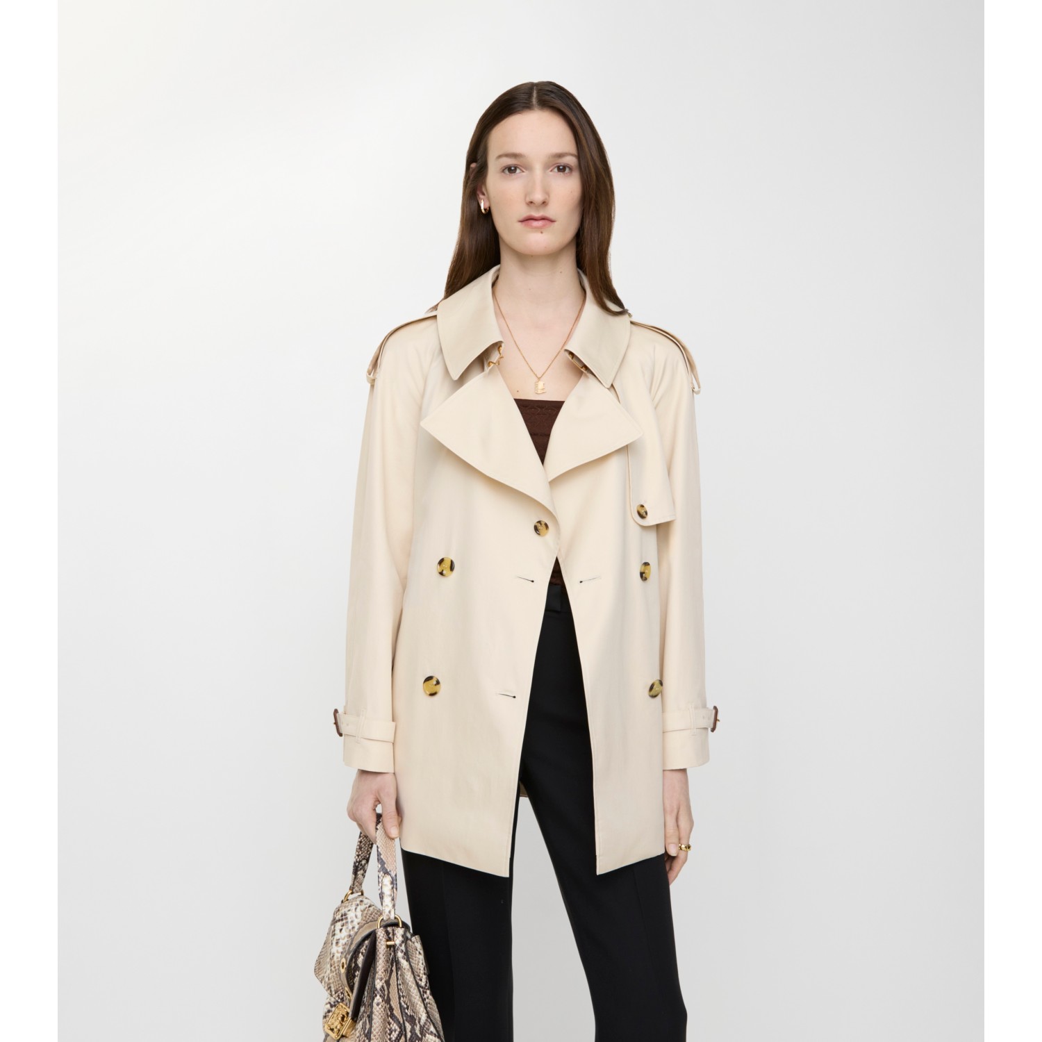 Short Tropical Gabardine Fitzrovia Trench Coat - thumbnail 2