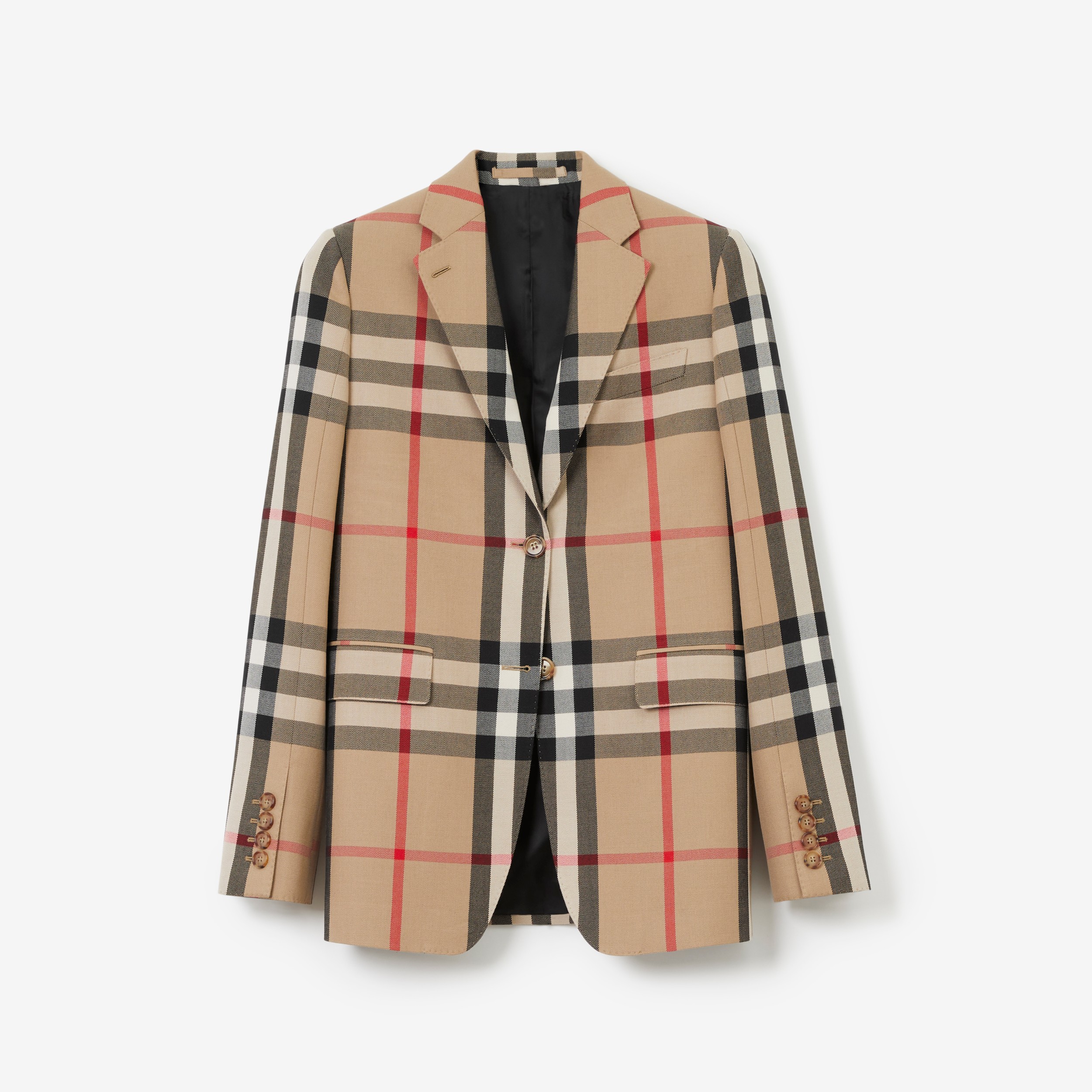 material Surrey Etna Check Wool Cotton Jacquard Tailored Jacket in Archive Beige - Women |  Burberry® Official