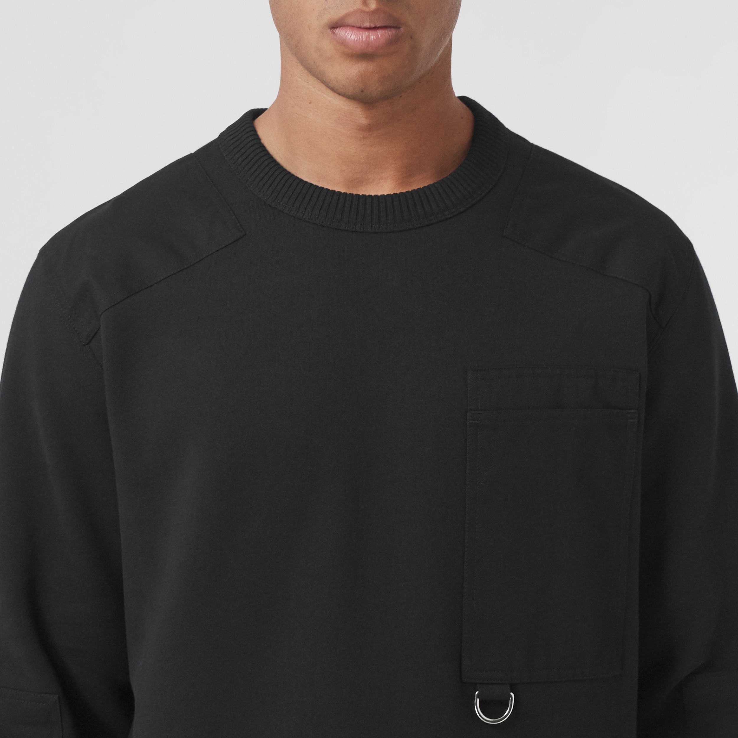 Contrast Panel Cotton Blend Sweatshirt in Black - Men | Burberry® Official - 2