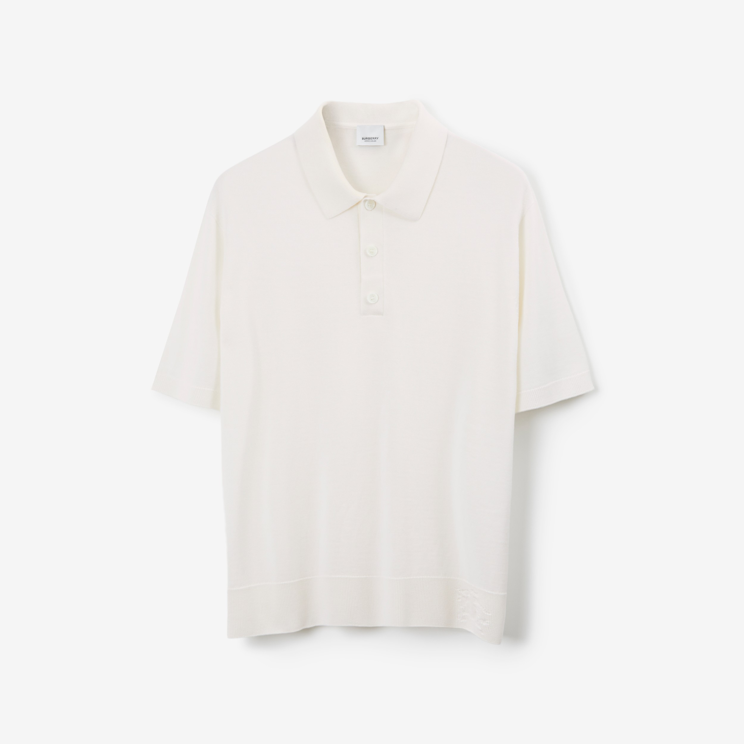 Polo en lana y seda (Blanco Natural) - Hombre | Burberry® oficial