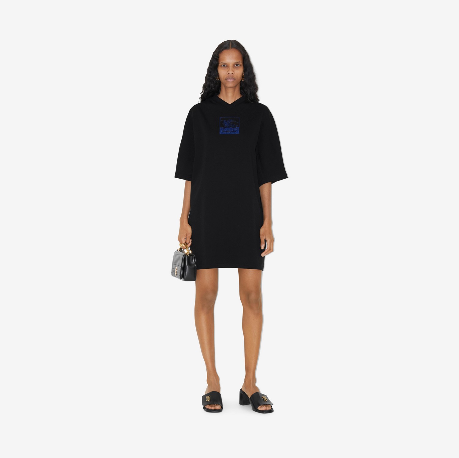 EKD Cotton Oversized T-shirt Dress in Black - Women | Burberry® Official
