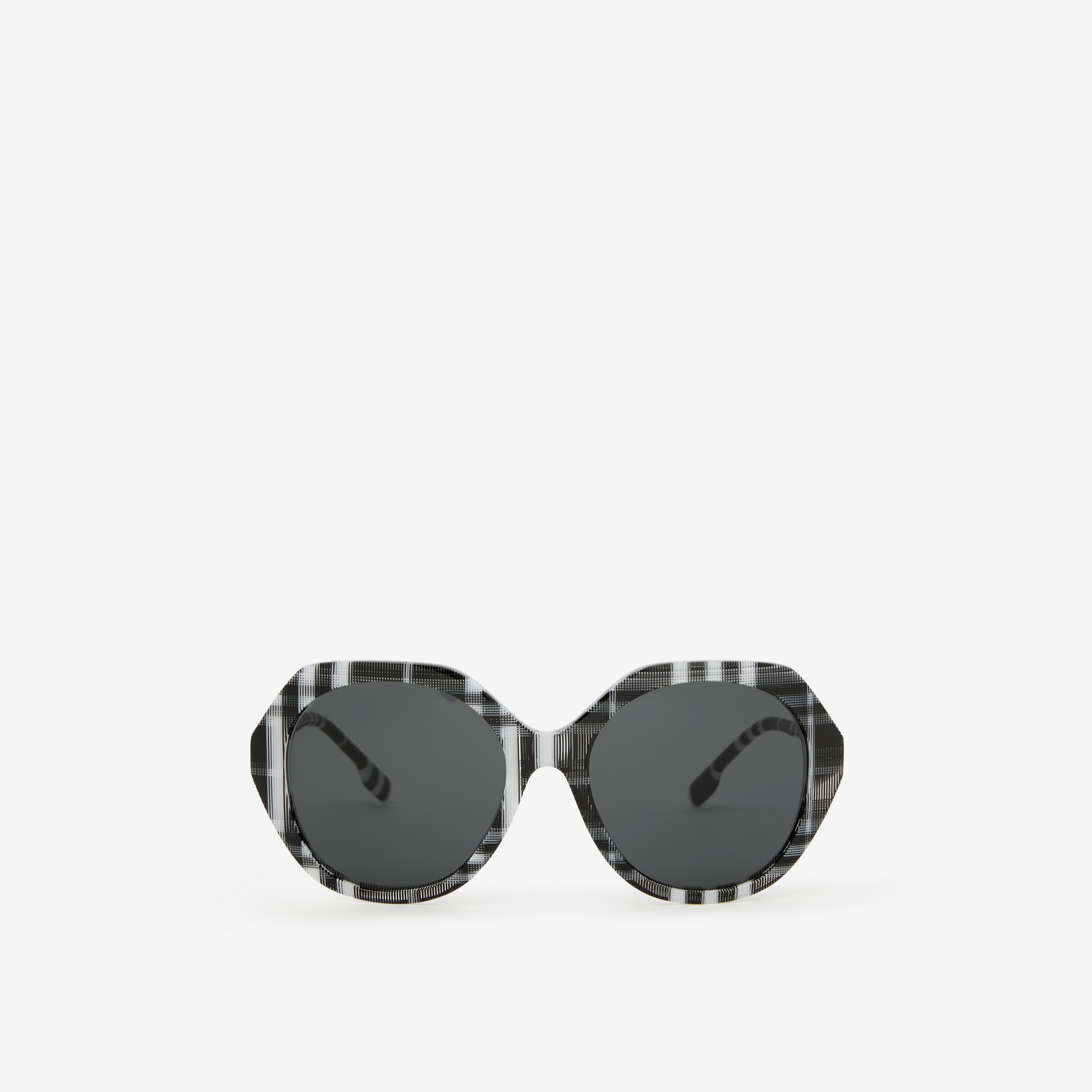 Gafas de sol oversize a cuadros con montura geométrica (Negro/blanco) - Mujer | Burberry® oficial - 1