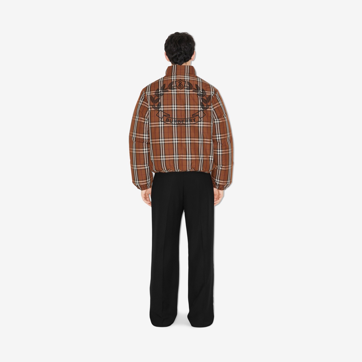 Check Puffer Jacket in Dark Birch Brown - Men | Burberry® Official