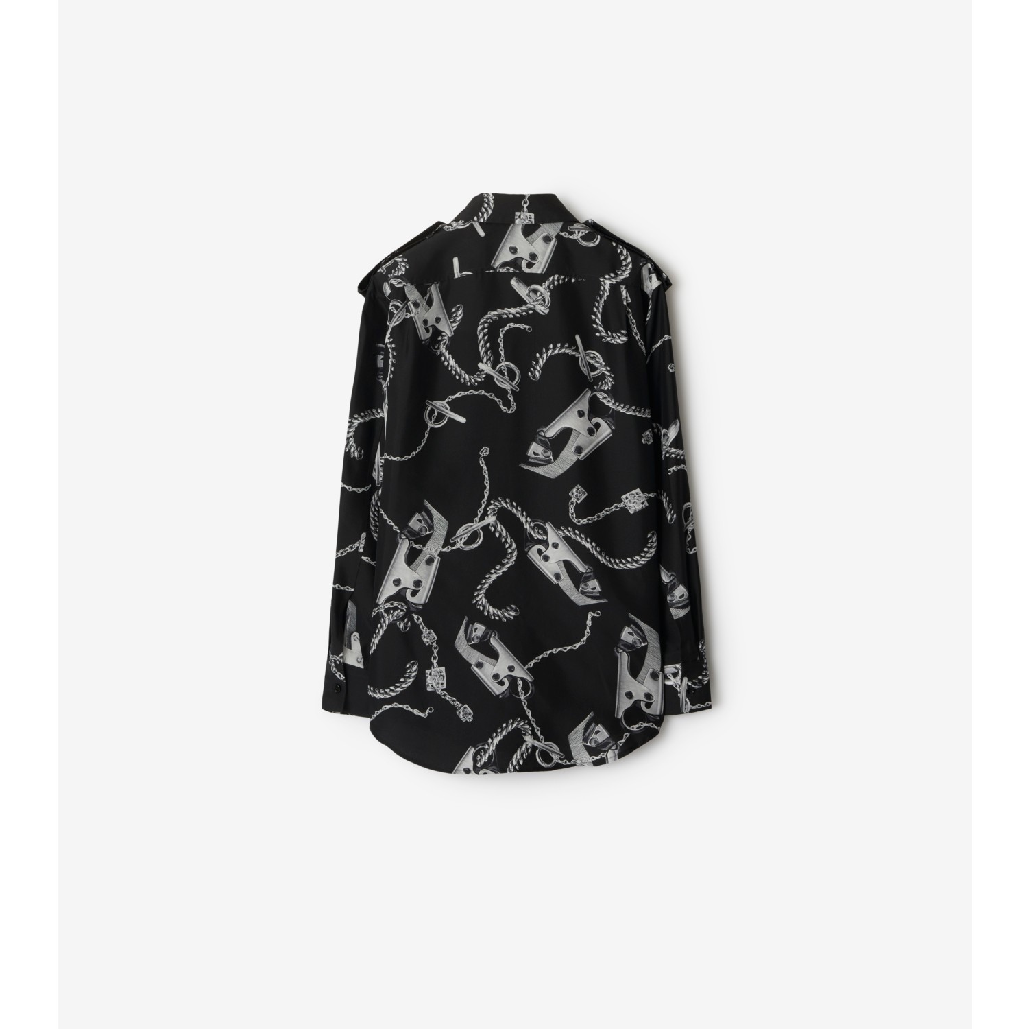 Knight Hardware Silk Shirt in Silver/black - Women | Burberry® Official