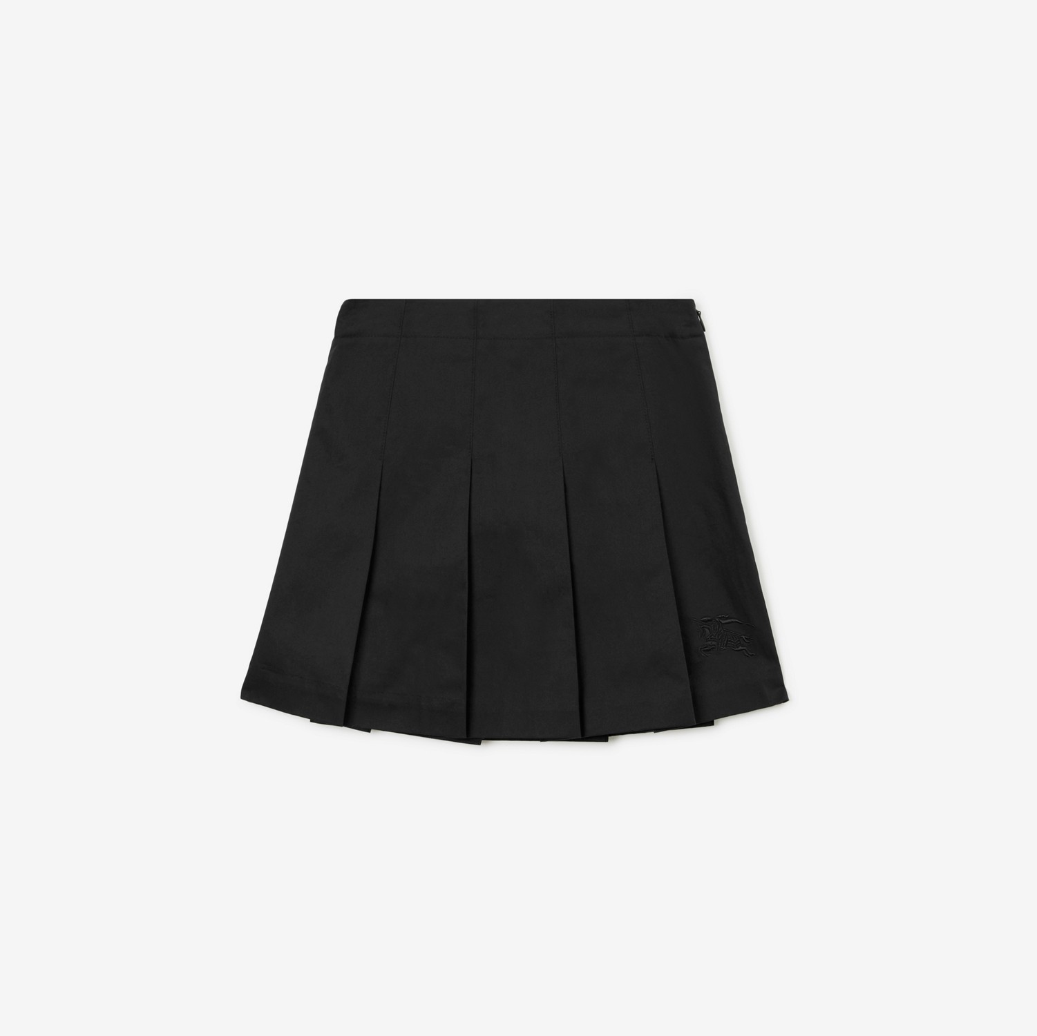 EKD Motif Cotton Twill Pleated Skirt in Black | Burberry® Official