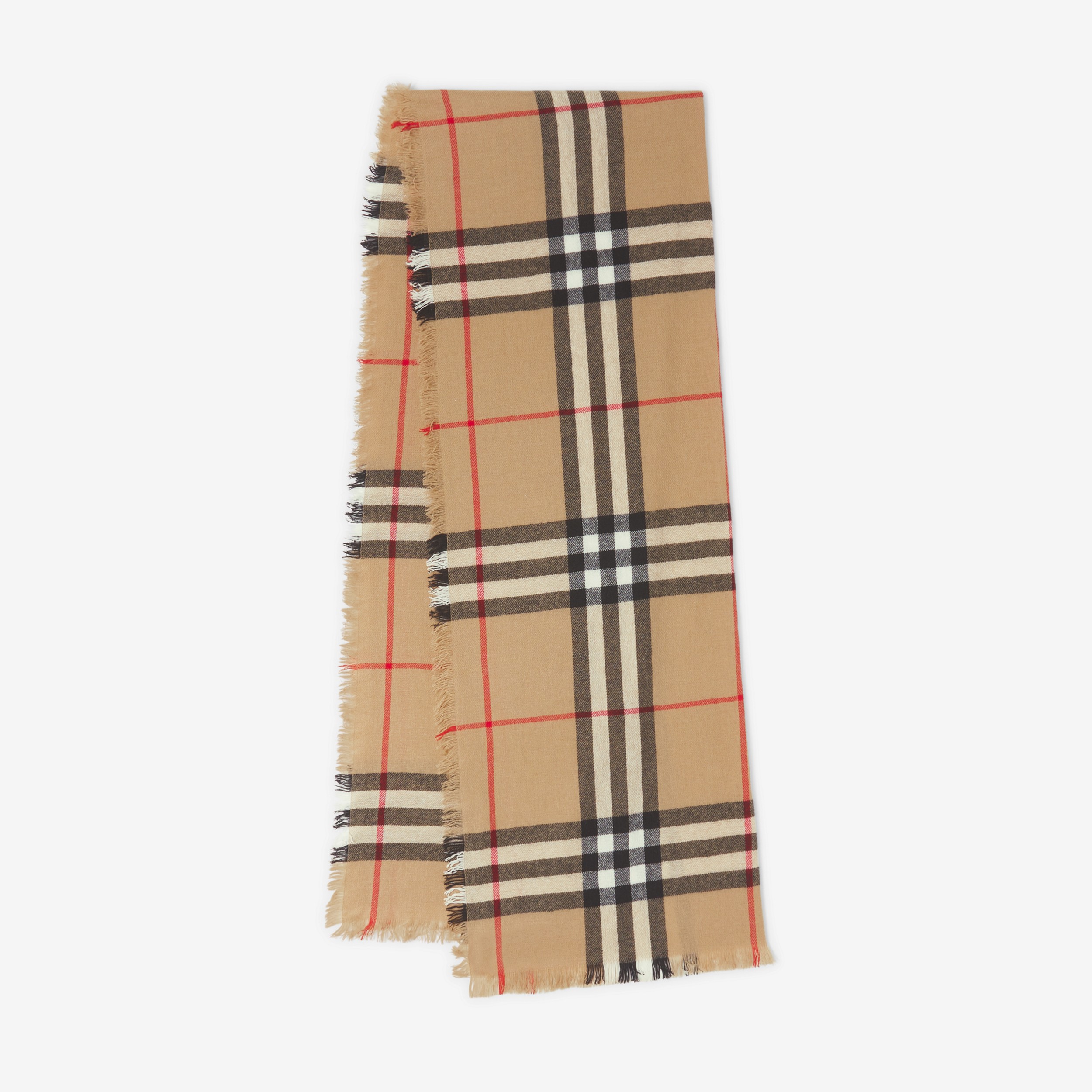 格纹羊绒围巾 (典藏米色) | Burberry® 博柏利官网 - 1