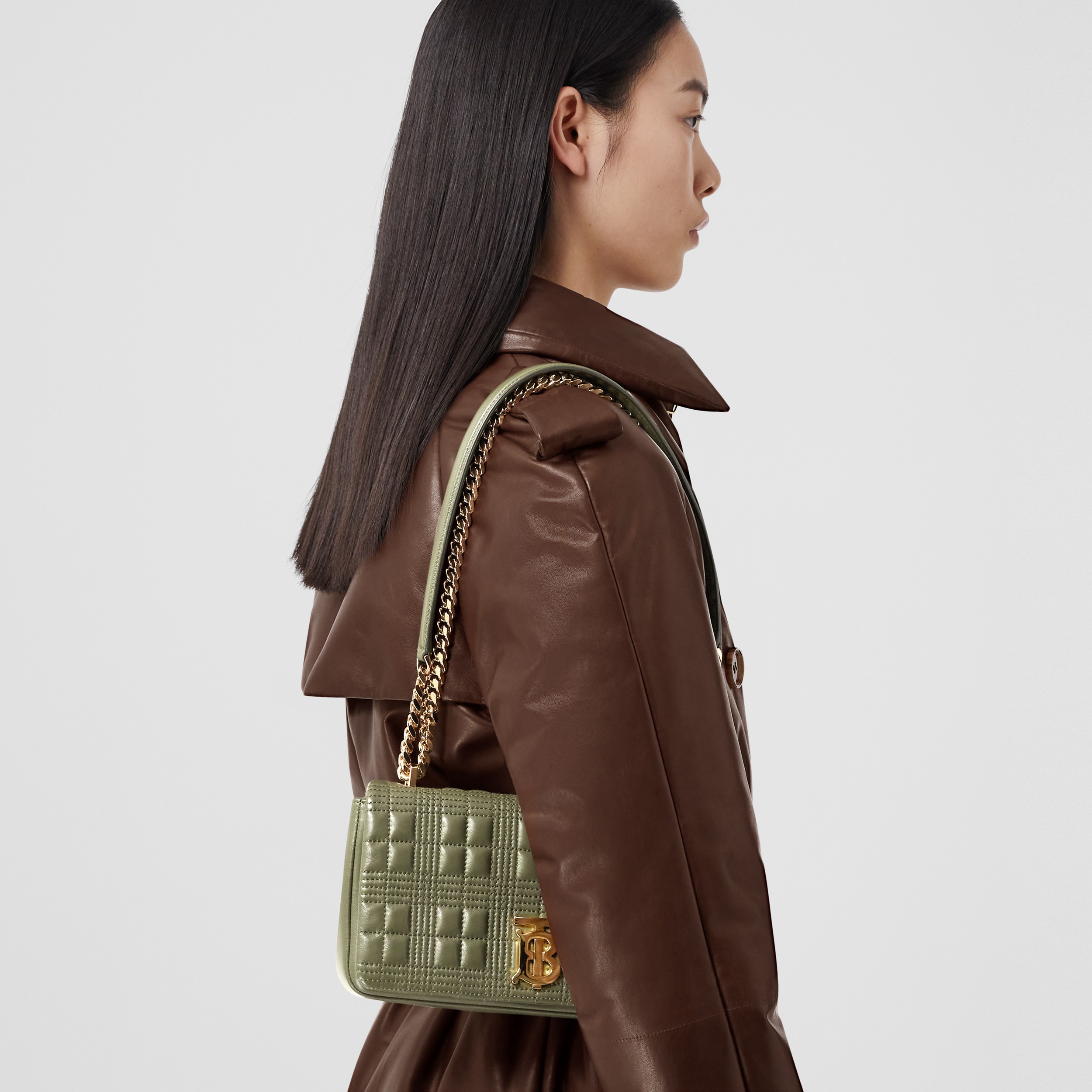 Small Quilted Lambskin Lola Bag in Dark Fern Green - Women | Burberry® Official - 3