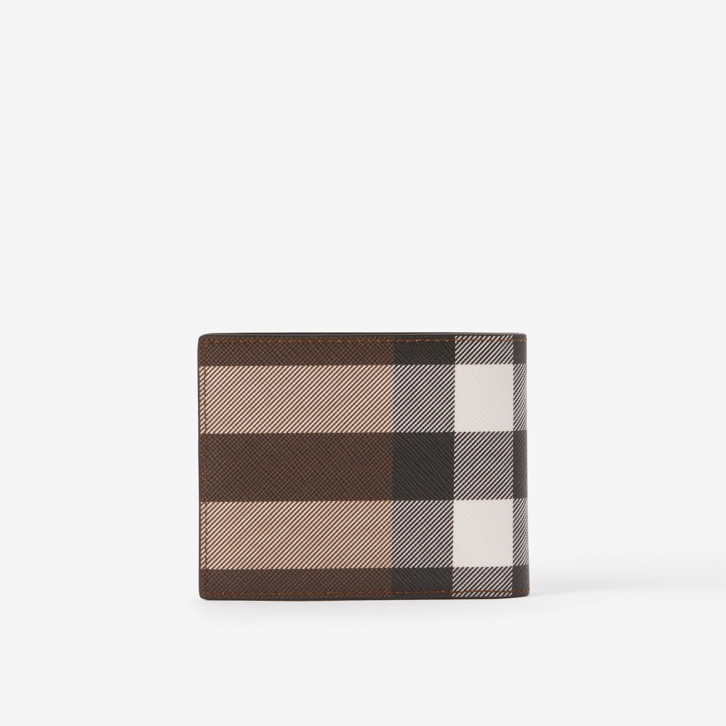 Check and Leather Slim Bifold Wallet in Dark Birch Brown - Men | Burberry® Official - 3